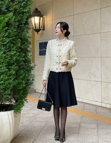 Juvera double-button surgical tweed short jacket